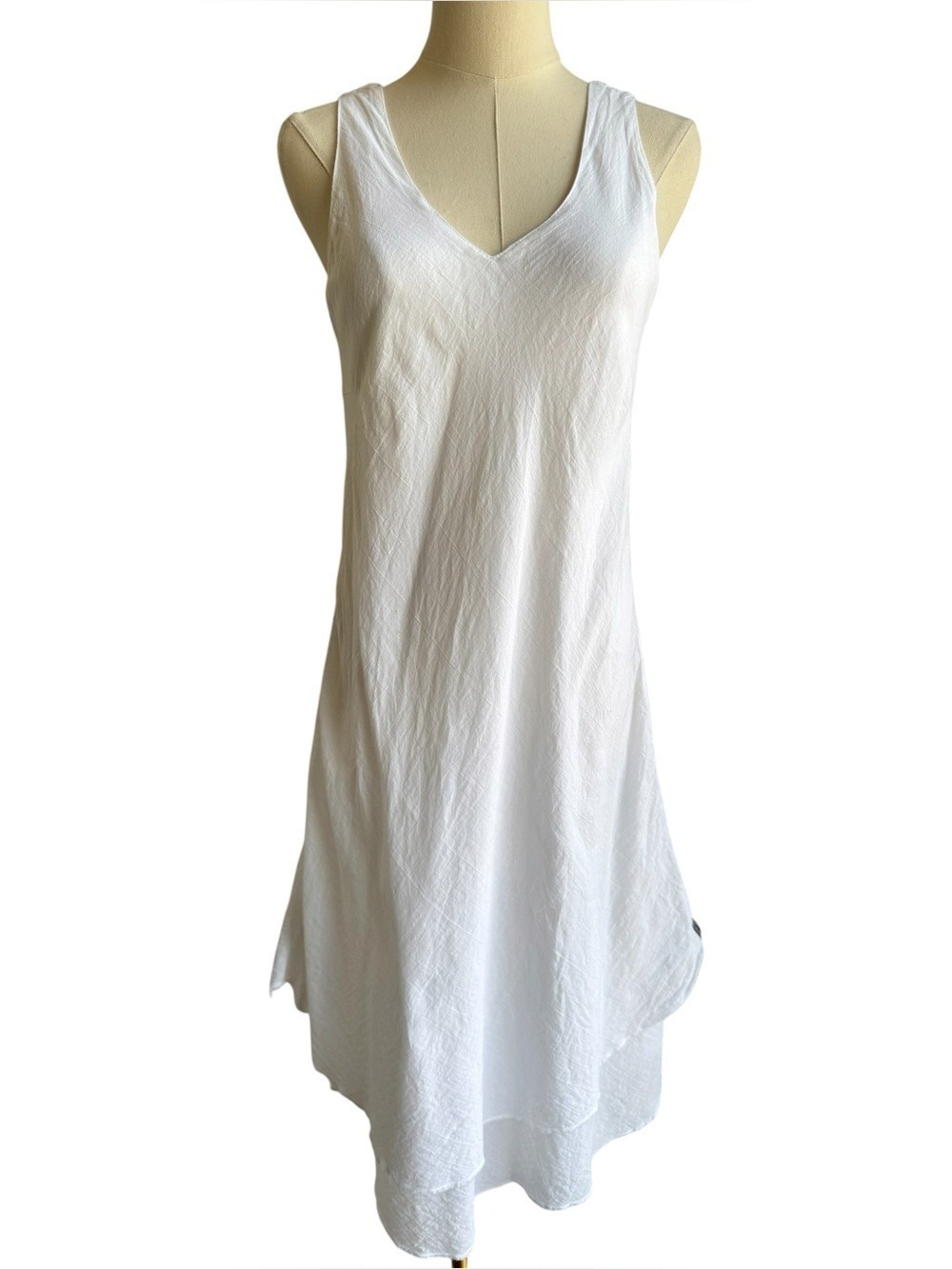 Blanc du Nil Gauzy White Sundress Sz S Coastal Beachy Dress Minimalist Summer